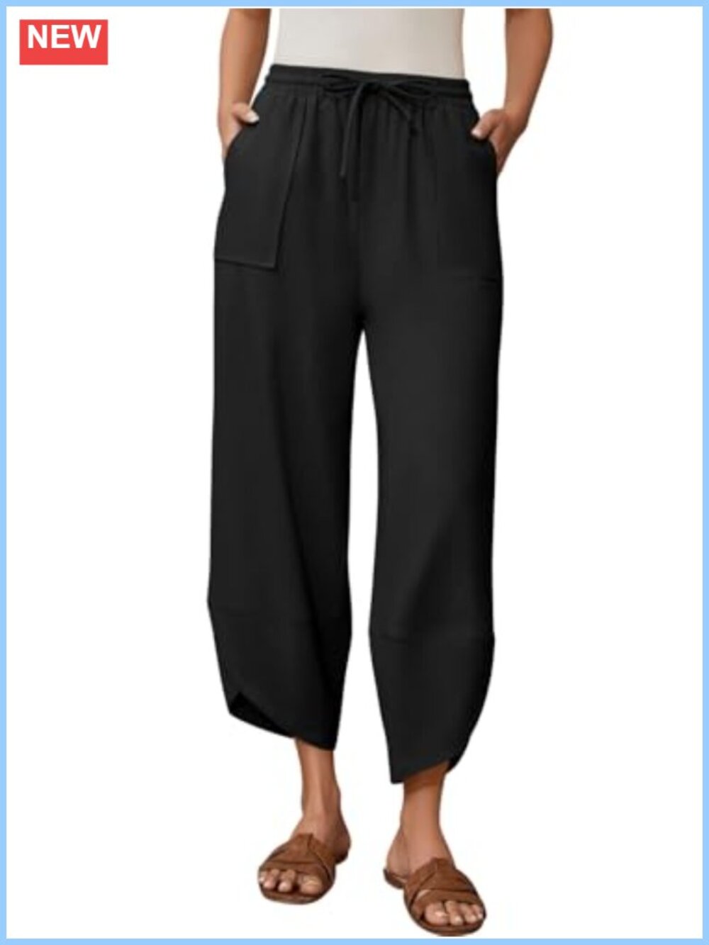 Linen Cotton Wide Leg Barrel Harem Palazzo Pants Casual Travel Women
